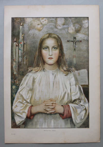 Kunst Druck William Pape 1885-1890 Andacht christlich Gebet